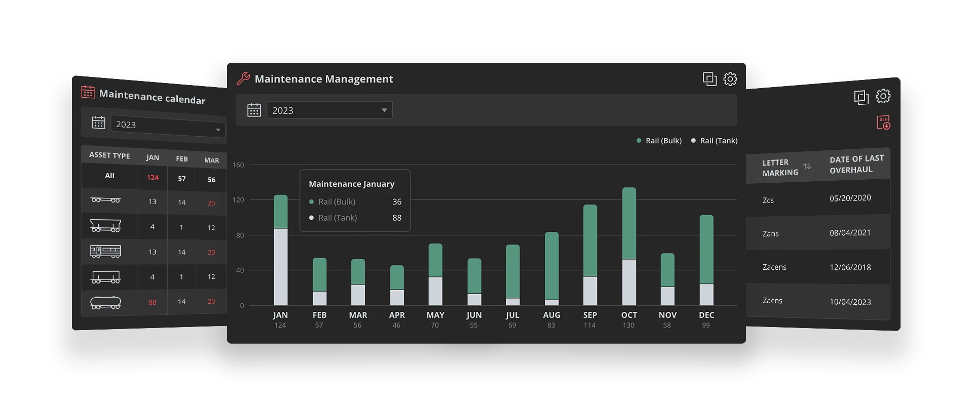 Rail Screenshots Wartungsmanagement Darkmode